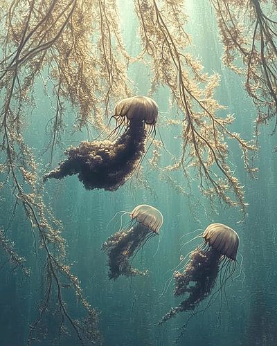 Kwallenflora: Fluïde Elegantie van Surreal Media