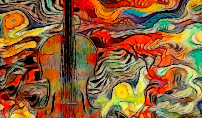 Abstracte muziekfoto met viool van Marion Tenbergen