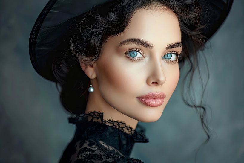 portret vrouw in zwart van Egon Zitter