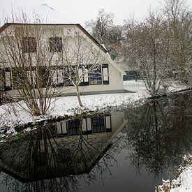 Snowy landscape in De Bilt reflected in the water by wil spijker