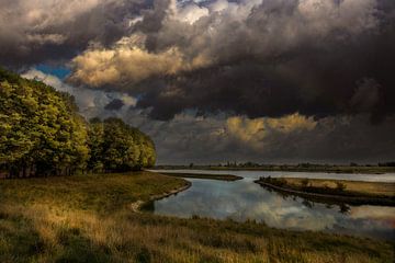 Clouds over a river by Gerard Wielenga