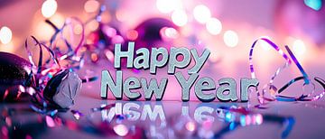New Year's celebration with colourful lights by Poster Art Shop