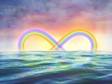 Infinity regenboog op de horizon van Marianne Eggink - Fotografie en digitale kunst