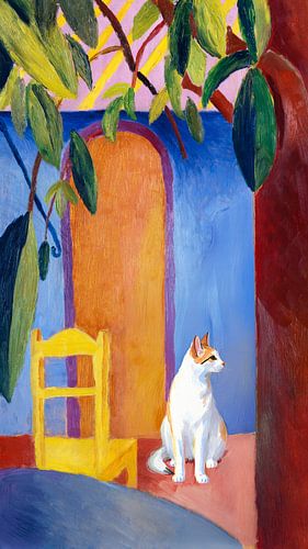 Katze beim Türkischen Café van Marja van den Hurk