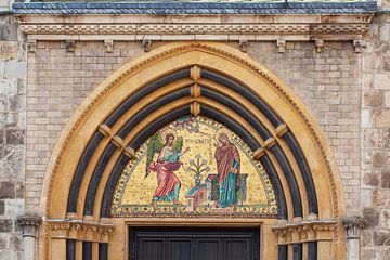 Mosaic, Entrance portal, Cathedral Basilica, Bonn, North Rhine-Westphalia, Germany, Europe