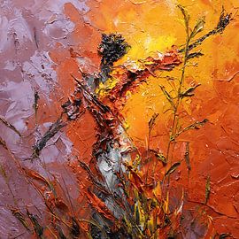 Ausdrucksstarke abstrakte Kunst mit zerbrechlichen Figuren von Aden Pink Studio