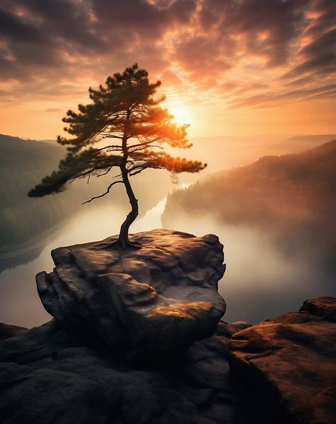 Zonsopgang in de bergen van fernlichtsicht