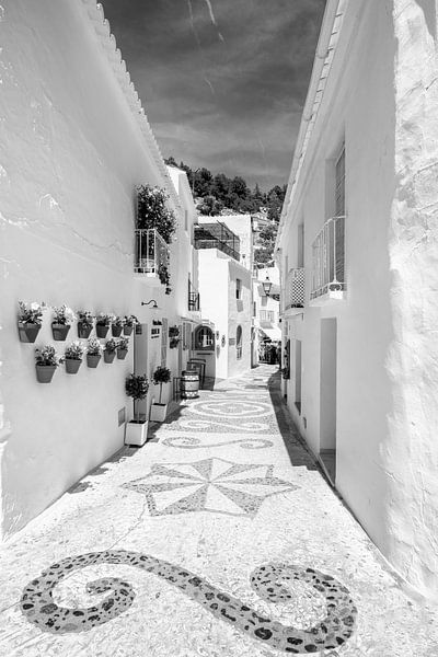 White mountain village in Spain in black and white by Manfred Voss, Black-White Photography