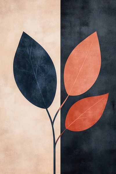 Gestileerde bladeren in zachte kleuren van Poster Art Shop