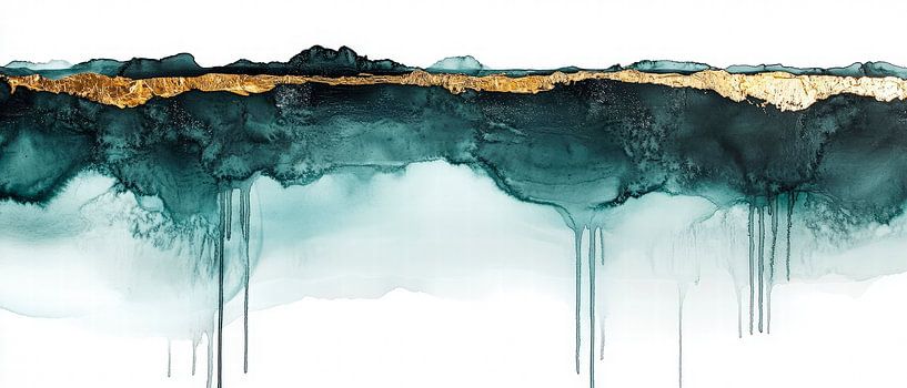 Watercolour with gold accents - Abstract by Poster Art Shop