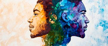 Twin face in bright colours by Poster Art Shop