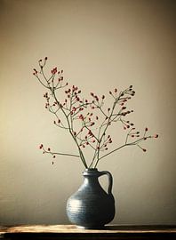 Blauwe vaas met besjes (gezien bij vtwonen) van Karin Bazuin