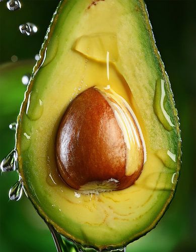 Detailed close-up of a fresh avocado