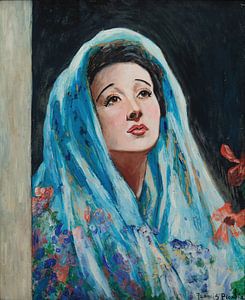 Francis Picabia - Frau mit blauem Schal (circa 1942)Francis Picabia - Frau mit blauem Schal (circa 1942)