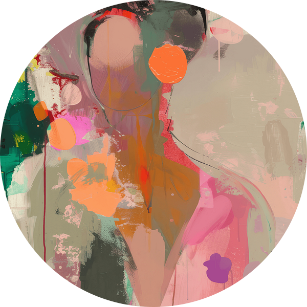 Kleurrijk, modern en abstract portret van Carla Van Iersel