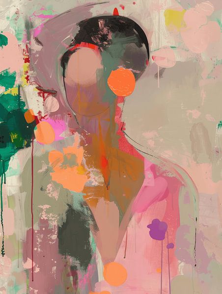 Colourful, modern and abstract portrait by Carla Van Iersel
