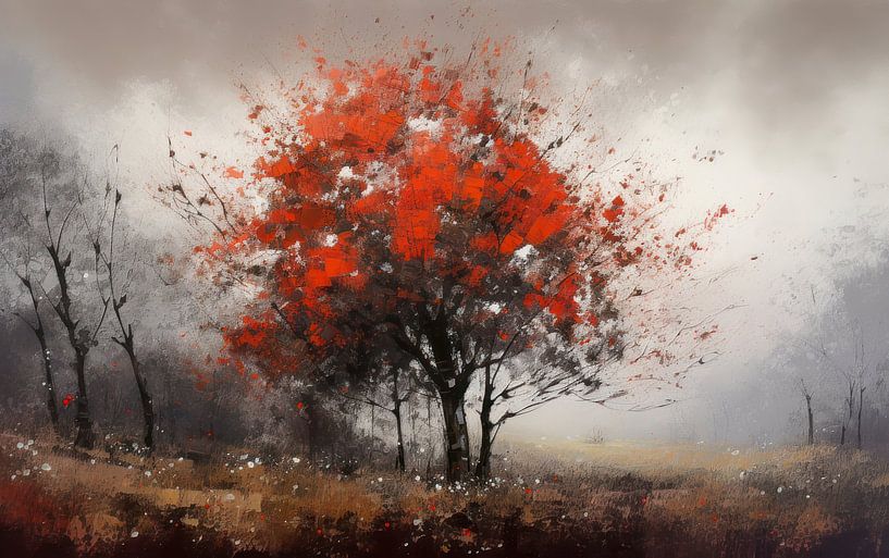 Roter Baum Malerei von Preet Lambon