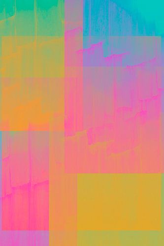 Abstrakte Formen in Neonpink, Grün, Blau und Gelb