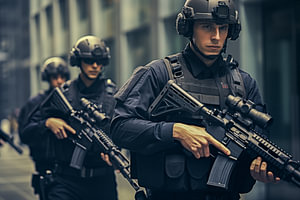 Ein Sondereinsatzkommando ist während eines Verbrechens im Einsatz