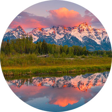 Zonsopkomst bij Schwabacher Landing, Wyoming