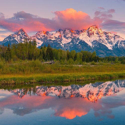 Sonnenaufgang bei Schwabacher Landing, Wyoming von Henk Meijer Photography