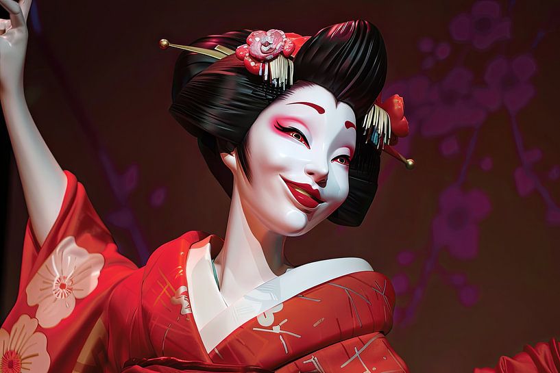 pictorial Japanese image Geisha portrait cartoon by Egon Zitter
