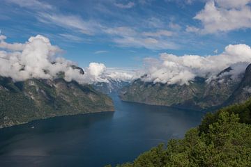 Blick von Stegastein über den Aurlandsfjord in Norwegen von Patrick Verhoef