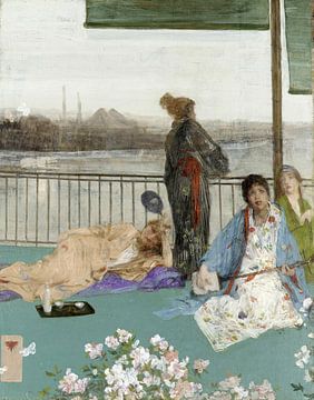 James Abbott McNeill Whistler-Variaties in Flesh Colour and Green --The Balcony
