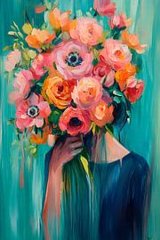 Een portret van bloesems - Kleurrijk van Poster Art Shop