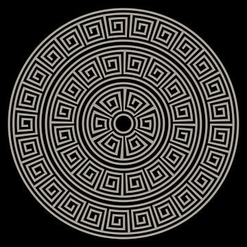 Griechisches Mäander-Muster. Moderne abstrakte geometrische Kunst in Schwarz und Weiß von Dina Dankers