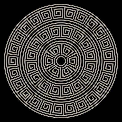 Grieks Meander patroon. Moderne abstracte geometrische kunst in zwart en wit