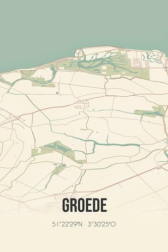 Vintage landkaart van Groede (Zeeland)