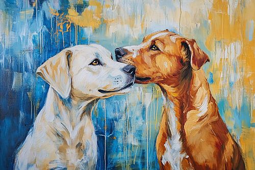 Honden in kleurrijke schildering