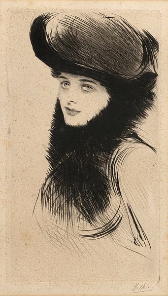 Paul César Helleu - Portret van een vrouw met een hoed van Peter Balan