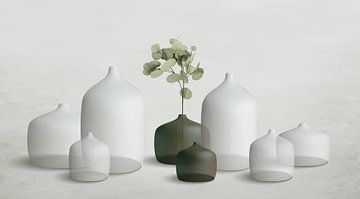 Vases en céramique blanc/vert