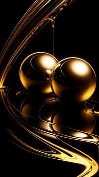 Gouden ballen op zwarte achtergrond van H.Remerie Photography and digital art