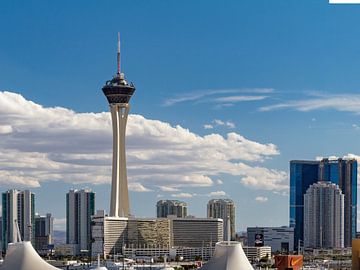 Las Vegas skyline with Stratosphere Tower by Easycopters