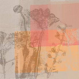 Fleurs en taupe sur jaune et rose sur Dina Dankers