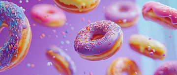 Kleurrijke donuts in de lucht - speels & zoet van Poster Art Shop