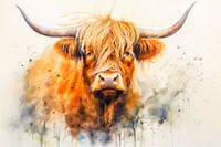 Highlander écossais à l'aquarelle