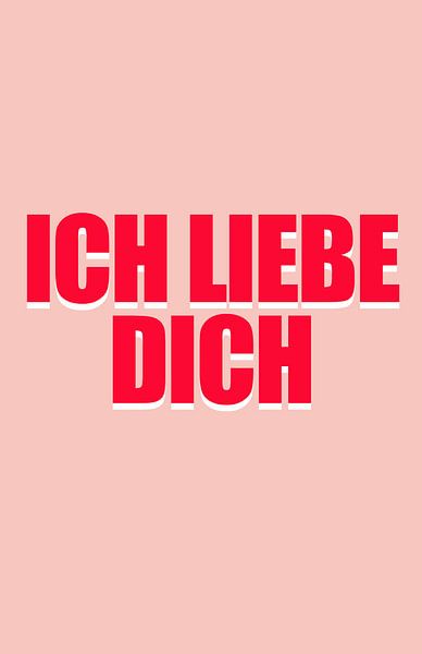 Retro Zitat - Ich Liebe Dich in rosa und rot von Atelier Willem