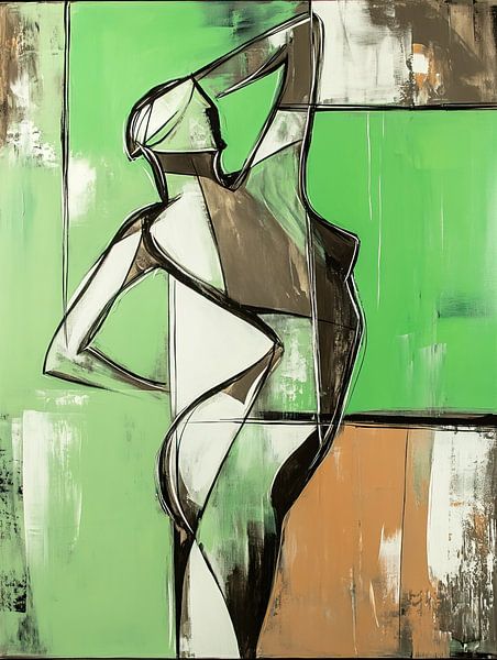 Figure by Abstract Painting