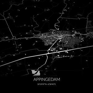 Schwarz-weiße Karte von Appingedam, Groningen. von Rezona