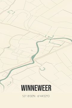 Vintage landkaart van Winneweer (Groningen) van Rezona