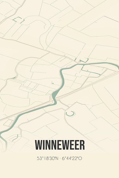 Vintage map of Winneweer (Groningen) by Prints of Place
