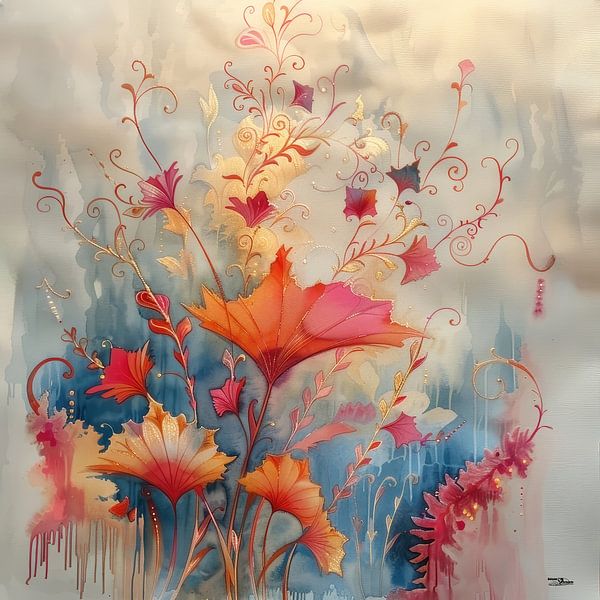 Aquarell einer Blume von Gelissen Artworks