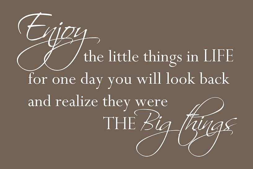 Enjoy the little things - Donker taupe - Inspirerende tekst van Sandra Hazes