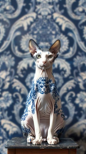Die Katze mit dem Delfter Blau Tattoo von Studio Ypie