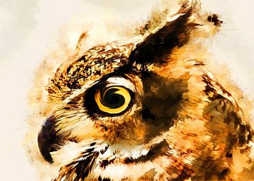 Hibou oiseau aquarelle art #owl sur JBJart Justyna Jaszke