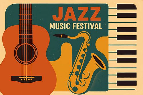 Musikfestival Jazz-Plakat, Illustration von Ariadna de Raadt-Goldberg